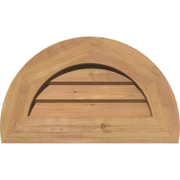 18"W x 9"H Half Round Gable Vent (23"W x 14"H Frame Size): Unfinished, Non-Functional, Smooth Western Red Cedar Gable Vent w/ Decorative Face Frame