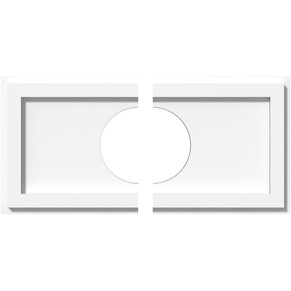 18"W x 9"H x 5"ID x 6 1/4"C x 1"P Rectangle Architectural Grade PVC Contemporary Ceiling Medallion, Two Piece