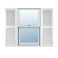 thumbnail image 1 of 18"W x 91"H Lifetime Vinyl, Custom Straight Top Center Mullion, Open Louver Shutters, Bright White, 1 of 15