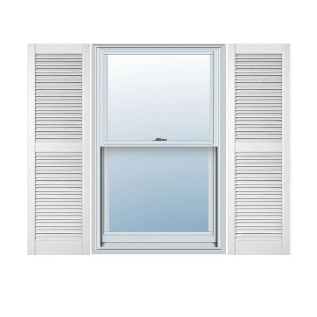 18"W x 91"H Lifetime Vinyl, Custom Straight Top Center Mullion, Open Louver Shutters, Bright White