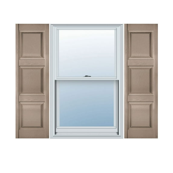 18"W x 91"H Lifetime Vinyl, Custom Three Equal Panel, Raised Panel Shutters, Wicker