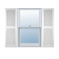 thumbnail image 1 of 18"W x 95"H Lifetime Vinyl, Custom Cathedral Top Center Mullion, Open Louver Shutters, w/Shutter-Loks (Per Pair), Bright White, 1 of 15