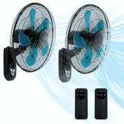 2 Pack 18" Wall Mount Fan with Remote, 3 Speeds Wall Oscillating Fan with 4800 CFM, Cooling Fan with 4 Timing, High Velocity Fans, Blue
