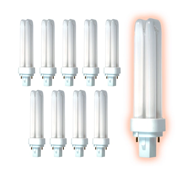 Goodbulb 18W CFL Light Bulbs, 2 Pin G24D-2 6500K, Double Tube Fluorescent Plug-in, 3050 Lu, 10Pack