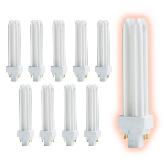 18 Watt CFL Light Bulbs | 4 Pin G24Q-2 Base 2700K Soft White | 18W High Output 1200 Lumens | Double Tube Compact Fluorescent Light Bulbs Plug-in | 10 Pack by GoodBulb