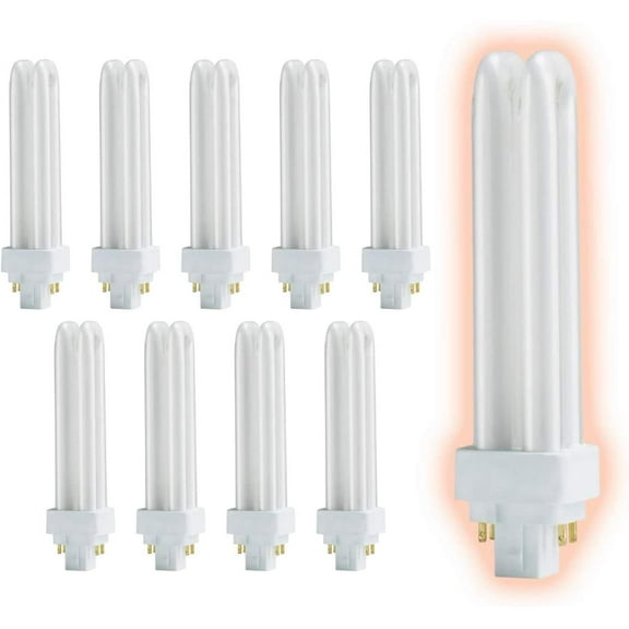 18 Watt CFL Light Bulbs | 4 Pin G24Q-2 Base 3500K Neutral White | 18W High Output 1200 Lumens | Double Tube Compact Fluorescent Light Bulbs Plug-in | Long Term Care Lighting | 10 Pack by GoodBulb