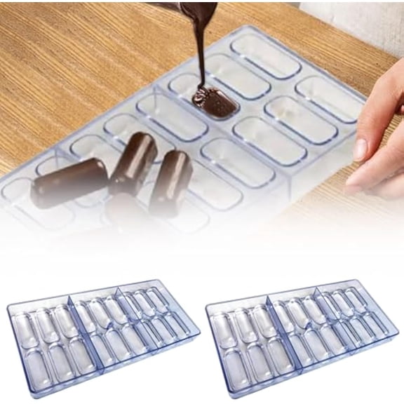 18-Well Oval Chocolate Molds, Plastic Chocolate Mold, Safe Transparent Chocolate Molds for Making Candy, Kids Food Maker Sugarcraft Molding DIY Baking Accessories and Tools (2 pcs)