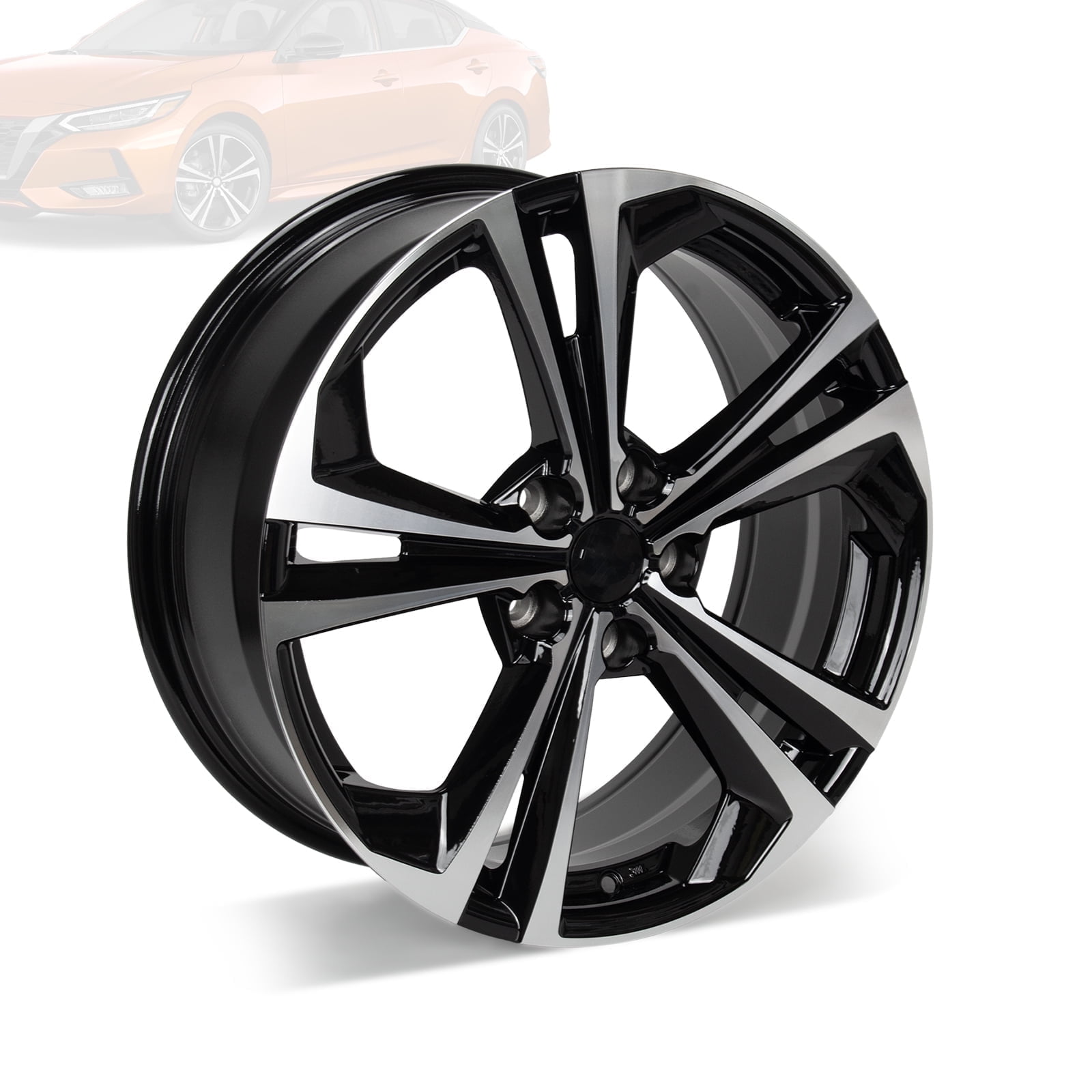 Artmeilan, Wheel Rim, 18x7.5 inch, Black Machined Alloy - Walmart.com