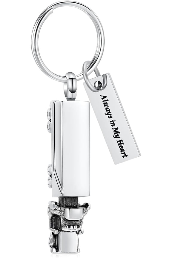 18 Wheeler Semi Truck Urn Keychain for Ashes for Women Men Cremation Jewelry Urn Necklace Pendant Key Ring for Human for Ashes