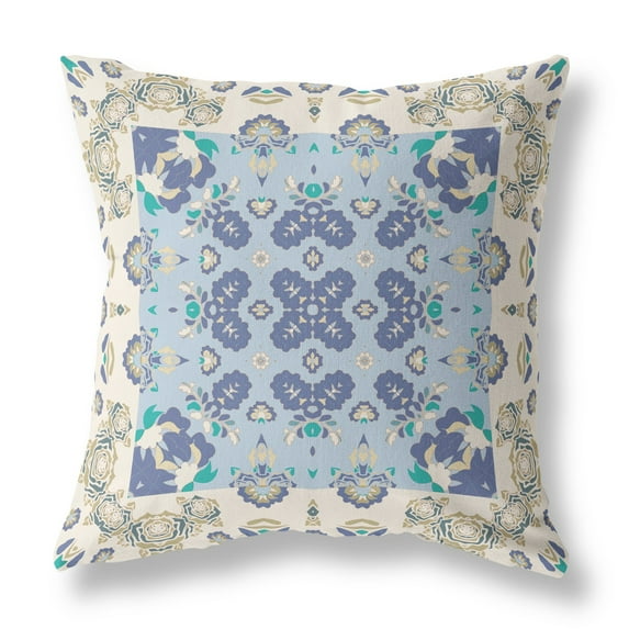 18†White Blue Rose Box Indoor Outdoor Zippered Throw Pillow