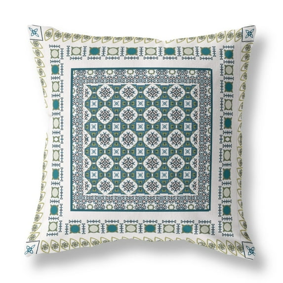 18†White Green Block Indoor Outdoor Zippered Throw Pillow