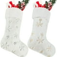 thumbnail image 1 of 18" White and Gold Glittered Snowflake Christmas Stocking with Fur Cuff, 2 PACK, 1 of 6