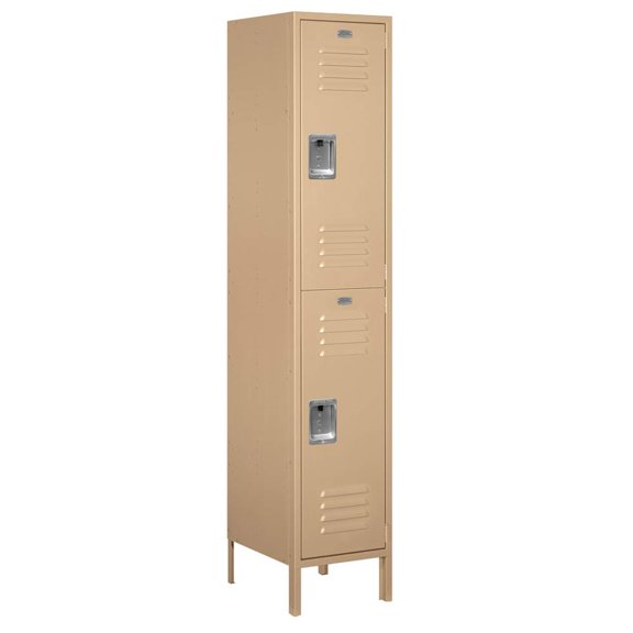 18" Wide Double Tier Standard Metal Locker - 1 Wide - 6 Feet High - 18 Inches Deep - Tan - Assembled