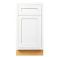 thumbnail image 1 of 18" Wide Kitchen Base Kitchen Cabinet Snow White Inset Shaker - Single Door Single Drawer - Unassembled, 1 of 6