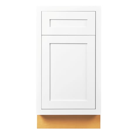 18" Wide Kitchen Base Kitchen Cabinet Snow White Inset Shaker - Single Door Single Drawer - Unassembled