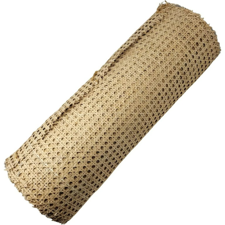Hi Key Trading Rattan Cane Webbing Roll 18 in Width x 36 in Length, Open Weave Wicker Webbing for DIY Home Projects and Furniture, Natural Rattan Fabric Caning