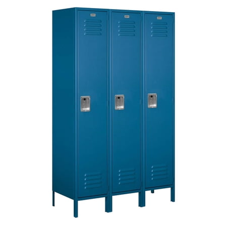 18" Wide Single Tier Standard Metal Locker - 3 Wide - 6 Feet High - 18 Inches Deep - Blue - Unassembled