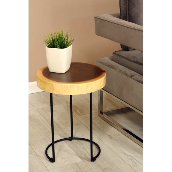 18" Wooden Hand Carved Modern Stool Solid Wood Rustic Handmade Home Decor Night Stand Accent Display Side End Table WST-IR1 Stool