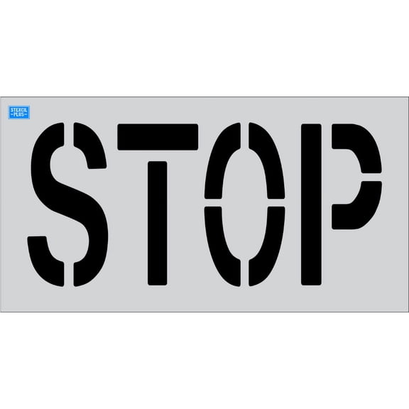 18" Word - STOP Parking Lot Pavement Marking Stencil Thickness: .100