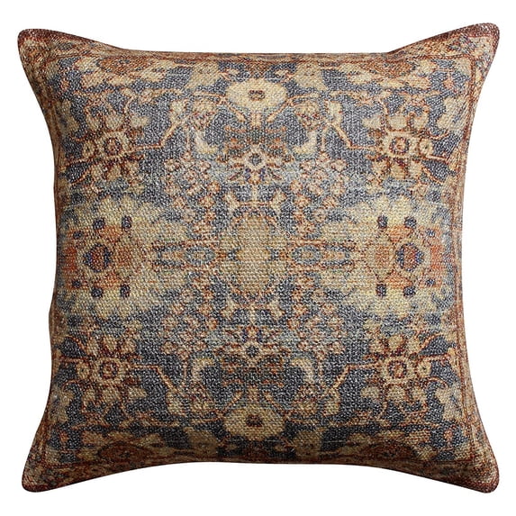 18 X 18 Inch Cotton Handwoven Cushion Cover with Floral Pattern, Brown