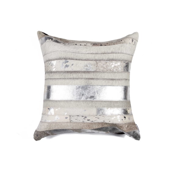 18" X 18" X 5" Gray And Silver Pillow