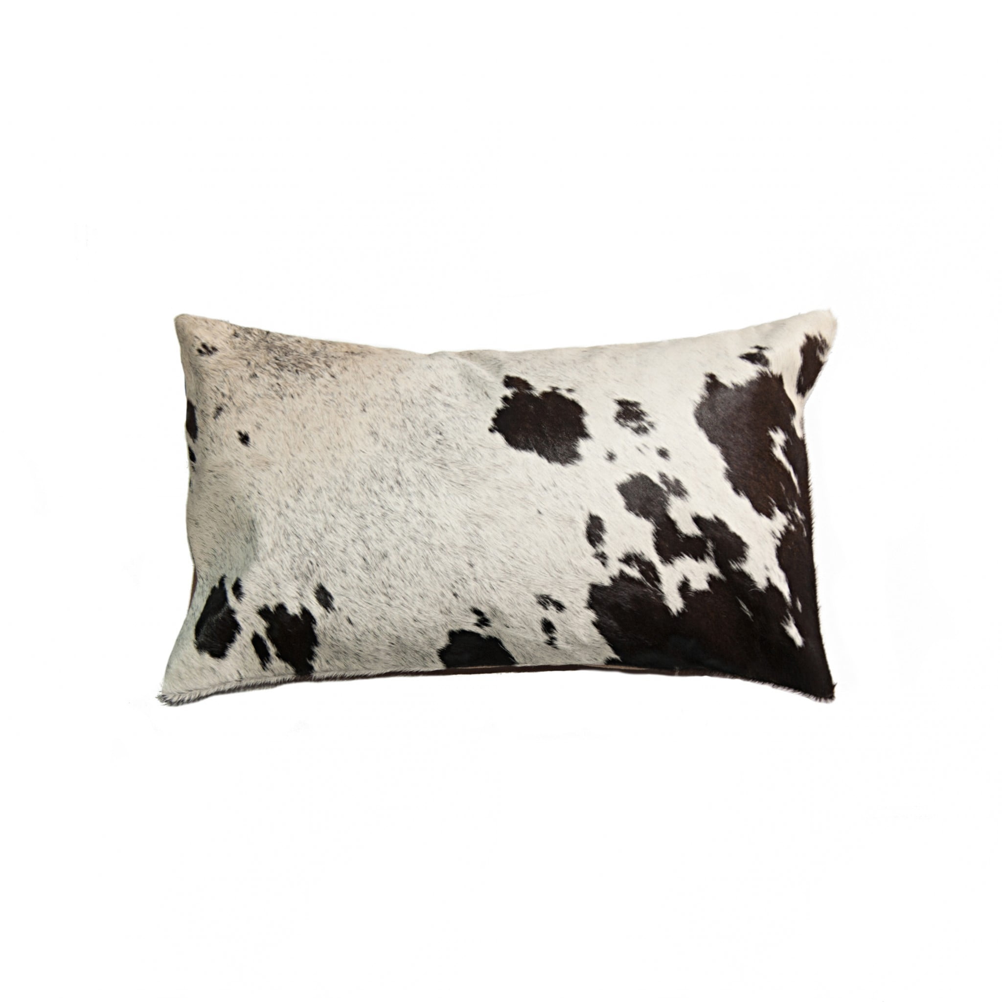 Chocolate and White Cowhide Rectangular Throw Pillow