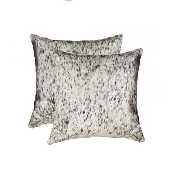 18" X 18" X 5" Salt And Pepper Gray And White 2 Pack Cowhide Pillow