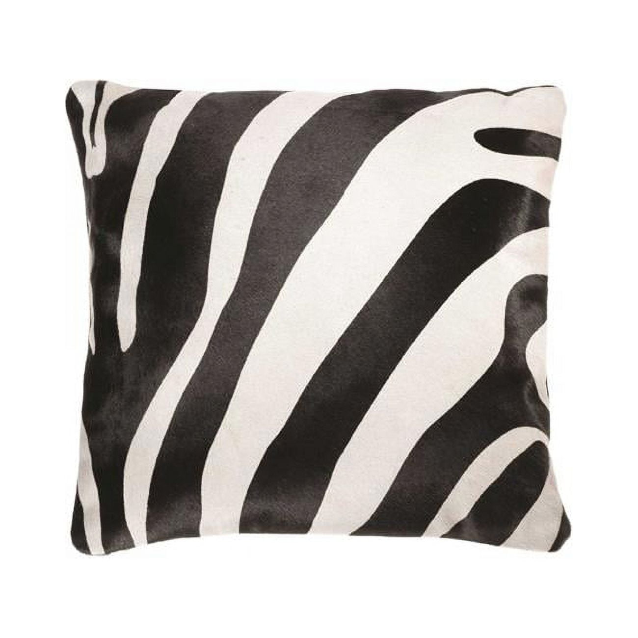 18" X 18" X 5" Zebra Black On Off White Cowhide Pillow