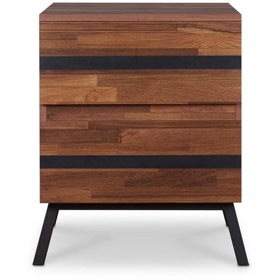 18" X 20" X 23" Walnut And Sandy Black Particle Board End Table