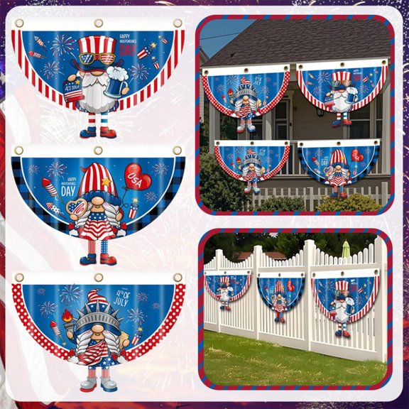 18 X 35 Inch, Half Circle Independence Day Cartoon Dwarf Flag With Feet, Durable Outdoor Decoration For Creating Festive Atmosphere For Garden Yard Patio Home And Family