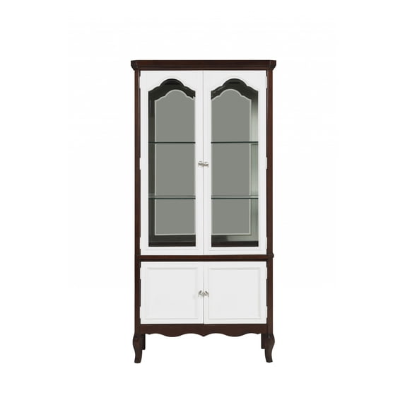 18" X 39" X 78" Walnut White Wood Curio Cabinet