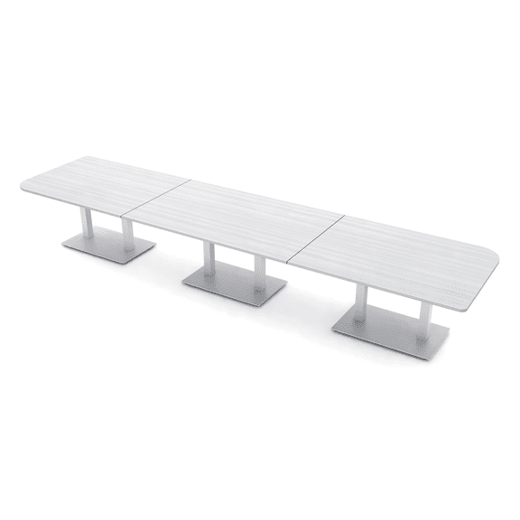 18' X-Large Rounded Corner Conference Table Metal Base Electric Module