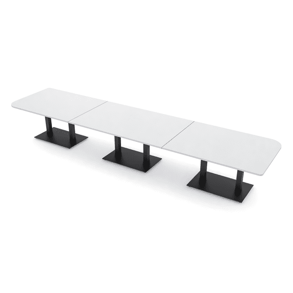 18' X-Large Rounded Corner Conference Table Metal Base Electric Module