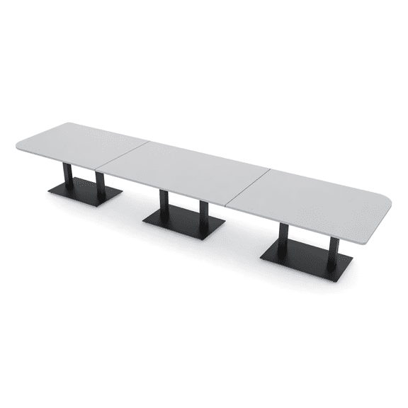 16 Person Duo Shaped Conference Room Table Metal Base Power Modules