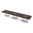 thumbnail image 1 of 18' X-Large Rounded Corner Conference Table Metal Base Electric Module, 1 of 7
