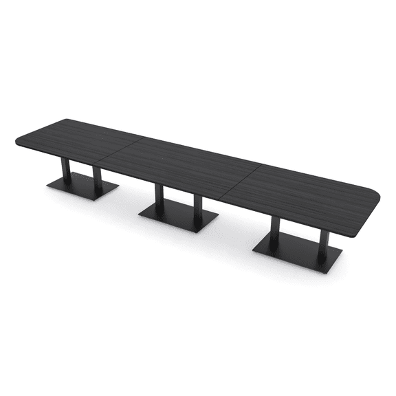 18' X-Large Rounded Corner Conference Table Metal Base Electric Module