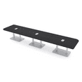 thumbnail image 1 of 18' X-Large Rounded Corner Conference Table Metal Base Electric Module, 1 of 7