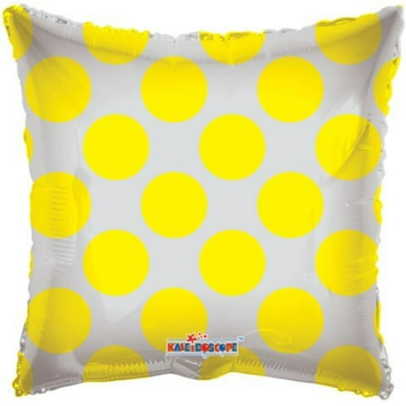 18" YELLOW CIRCLES SQUARE Shaped Balloon • Party Supplies Decorations Foil Mylar Balloon