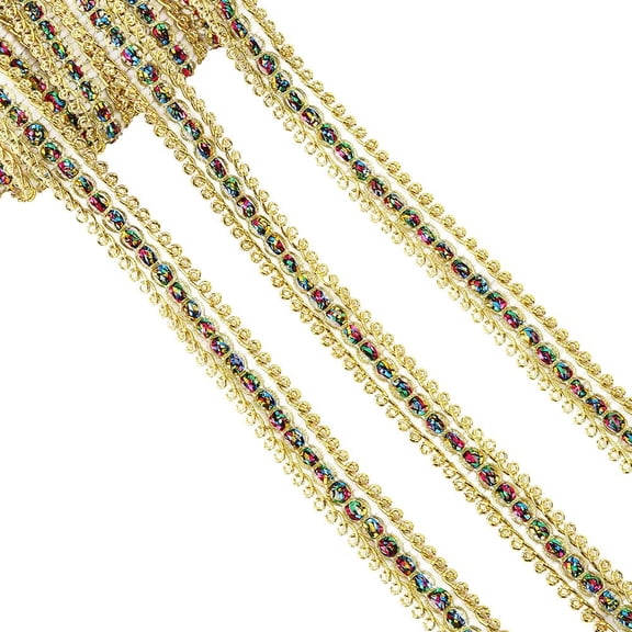 18 Yards 1/2 Inch Gold Gimp Braid Trim Metallic Woven Lace Trimming Polyester Upholstery Fabric Ribbon for Jewelry Making Sewing Crafts Clothes Costume Curtain Decoration Accessories diy