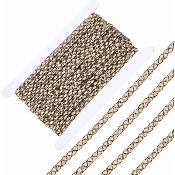 18 Yards 1/4 Inch Gold Gimp Braid Trim Polyester Metallic Lace Trimming Woven Braid Upholstery Decorative Fabric Ribbon for Jewelry Making Sewing Curtain Costume Cloth Lampshade DIY Craft diy