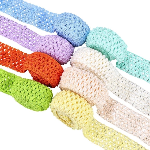 18 Yards 1.8" Wide Elastic Crochet Headband 8 Colors Ribbon Crochet Stretch Trim Fabric