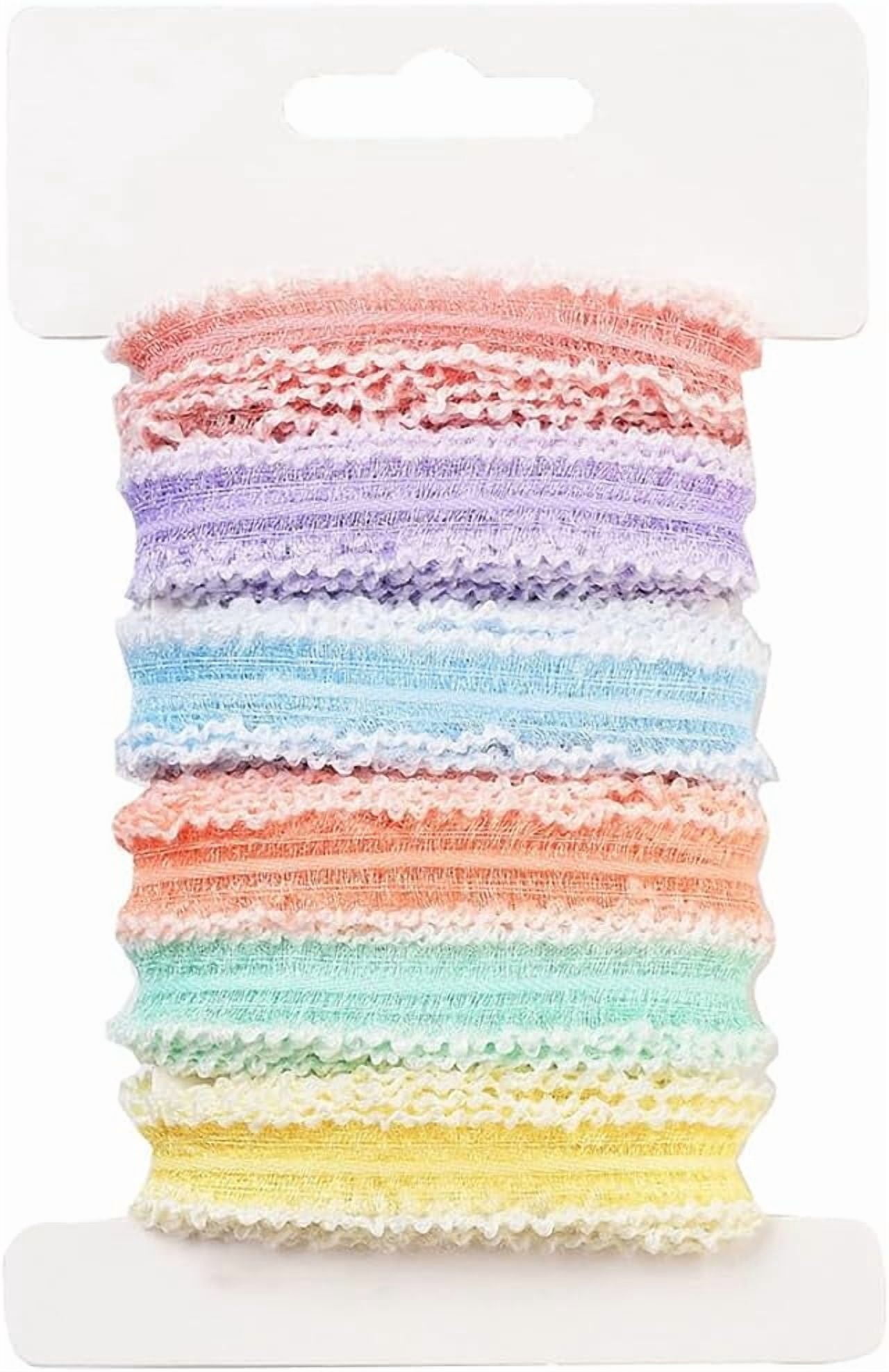 Messy Ribbon Colorfull 18 Yards Pastel Rainbow Ribbon Wired Colored Pleated Ruffle Ribbon Trim ...