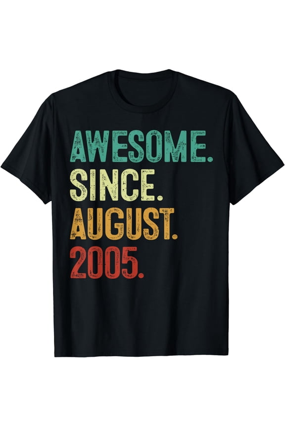 18 Year Old Awesome Since August 2005 18th Birthday T-Shirt