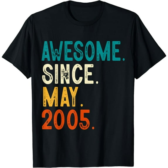 18 Year Old Awesome Since May 2005 18th Birthday T-Shirt