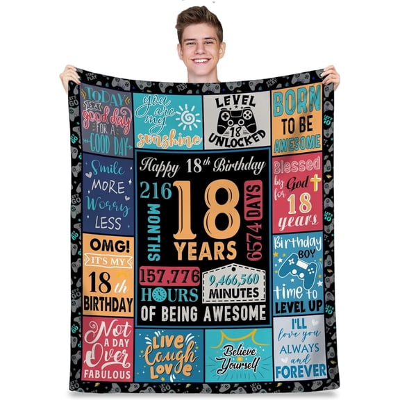 18 Year Old Boy Gift, Best Birthday Gifts for 18 Year Old Boy, 18 Year Old Boy Birthday Gifts, Boys Age 18 Gifts Ideas, 18 Yr Old Gifts for Boys, 18th Birthday Decorations for Boy Blanket 60"X 50"