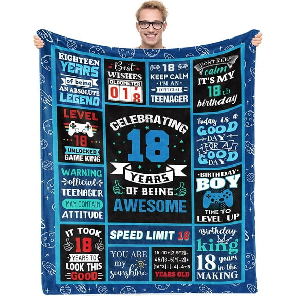18 Year Old Boy Gifts Birthday Gifts for 18 Year Old Boys, Kids Blanket 60 x 50 Inches Warm Flannel Throw Blankets for Boys 18 Year Old Boy Birthday Gifts Ideas, for 18th Birthday Boy
