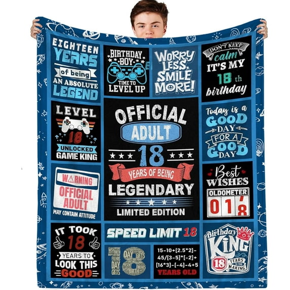 18 Year Old Boy Gifts Blanket 60"x50", Coolest Gifts for 18 Year Old Boy, Birthday Gift for 18 Year Old Boy, 18 Year Old Boy Gift Ideas, 18th Birthday Decorations for Boys, 18th Birthday Boy
