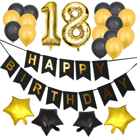18 Years Balloons Birthday Birthday Decor Balloons Party Balloons Ballons Balloons Black