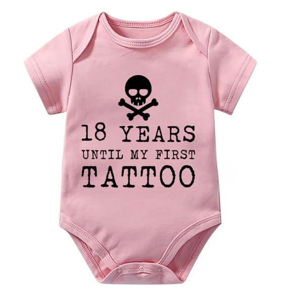 18 Years Until My First Tattoo Newborn Baby Clothes Neutral Short Sleeve Summer Baby Romper White Baby Girl Body Suits 0-3 Mo