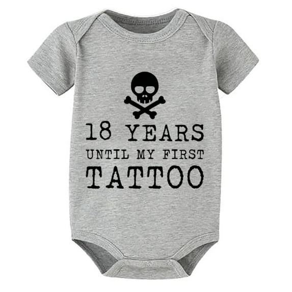 18 Years Until My First Tattoo Romper for Baby Girls Short Sleeve First Outfit for Newborn Girl White Baby Boy Coming Home Ou